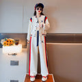 Girls' fall outfit set : stylish korean-inspired casual two-piece set for mid-to-large children - cardigan and sportswear