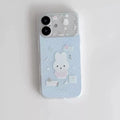 Light blue fresh style suitable for apple 18promax polka dot music white rabbit mobile phone case iphone17 realm case