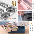 304 stainless steel divided lunch box - portable student bento box with lid, compartments, handle, insulated tray, and utensils
