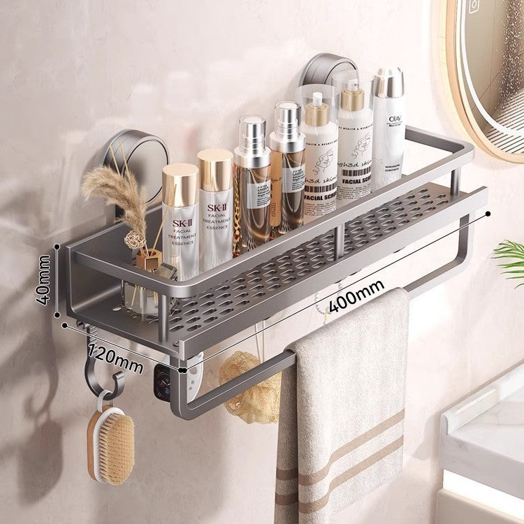 Suction cup shelf - wall mounted, no drilling required - bathroom & toilet organizer for vanity, washroom, and restroom