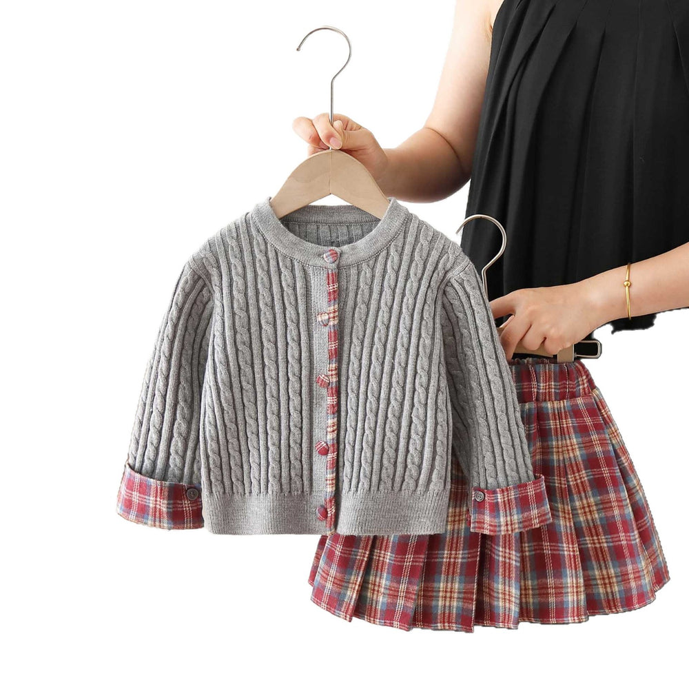 Girls' sweater set - new  autumn/winter collection - cable knit, preppy style, pleated skirt two-piece outfit