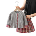 Girls' sweater set - new  autumn/winter collection - cable knit, preppy style, pleated skirt two-piece outfit
