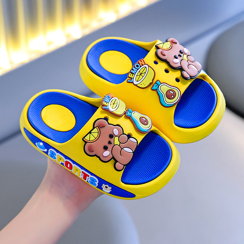 Kids' summer slippers: boys' and girls' indoor home cartoon non-slip soft sole cute outdoor sandals for toddlers and big kids