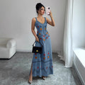 Amazon fashion cross-border women's retro sweet new slit dress