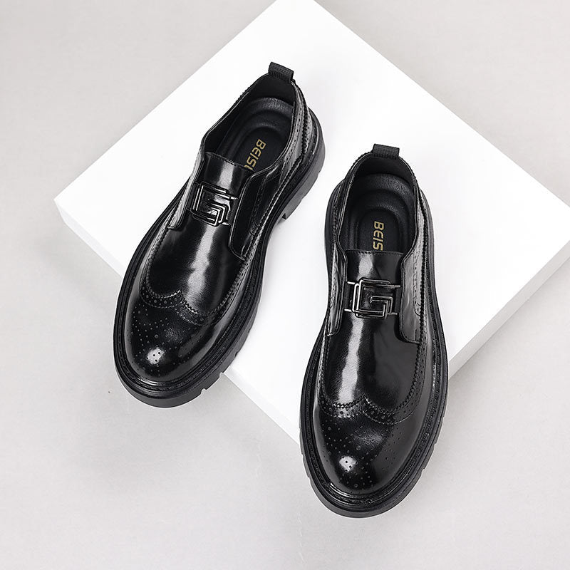 Men's genuine leather shoes - new trendy fashion business loafers - slip-on casual leather shoes