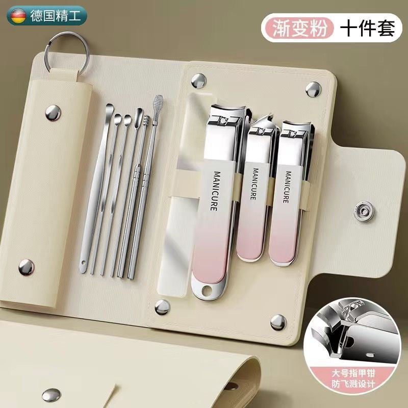 High-end stainless steel nail clippers, manicure tools, anti-splash boxed set - portable home use kit