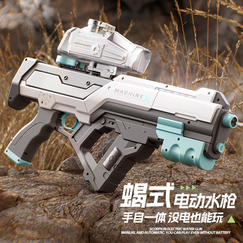 new arrival space manual and automatic three-function scorpion uzi light electric water gun summer men's water toy