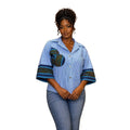 European and american cross-border women's fashion:  summer new arrivals - stylish, design-forward, patchwork, loose-fit, plus-size striped shirt top