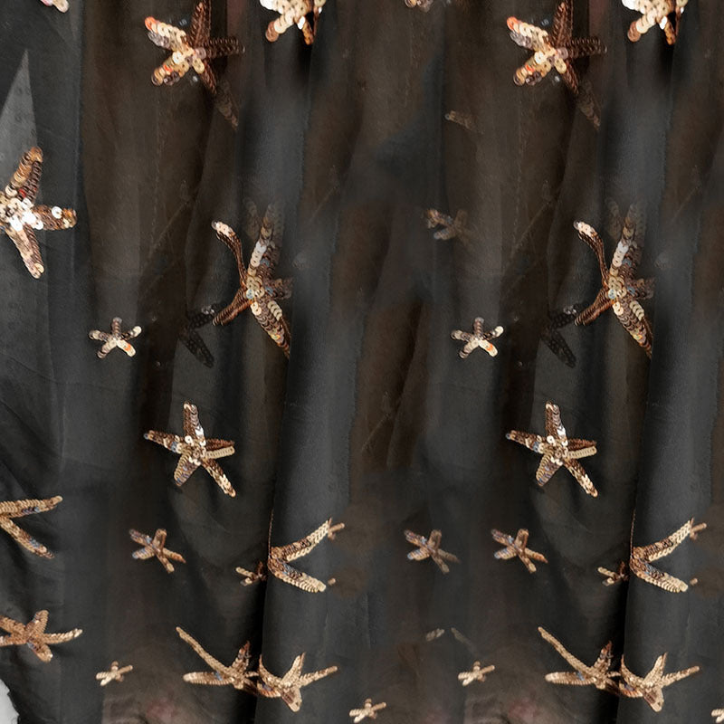 2025 new arrival: multi-color, ready-to-ship, semi-high neck, sequin-embellished, slit, lantern sleeve, maxi chiffon dress