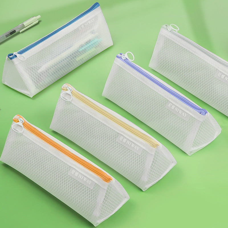 Waterproof and dirt-resistant transparent pencil bag Pencil bag Student high-value stationery bag Large capacity simple storage bag Examination bag