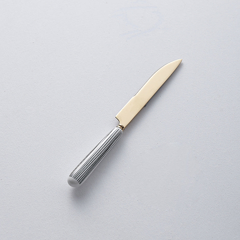 Minimalist ceramic stainless steel steak knife and fork set - trendy ins style cutlery, creative fruit forks, western dinnerware wholesale