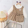 Girls' autumn dress  new korean style chic two-piece look dress for toddlers and young children, perfect for baby girls' first birthday and princess outfits