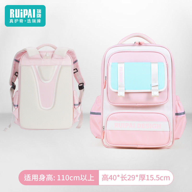 Rui brand children's backpack for grades 3-6 to reduce the burden, multi-compartment manufacturers wholesale cloud schoolbag boys' primary school spine bag