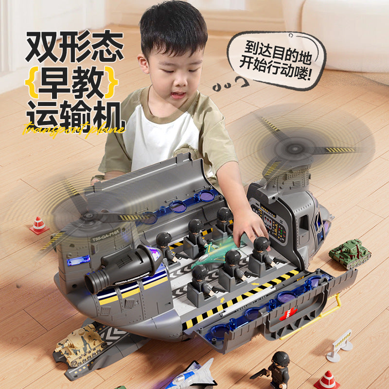 Inertial transport aircraft helicopter can store sound and light artificial military model track ejection kids toys for boys