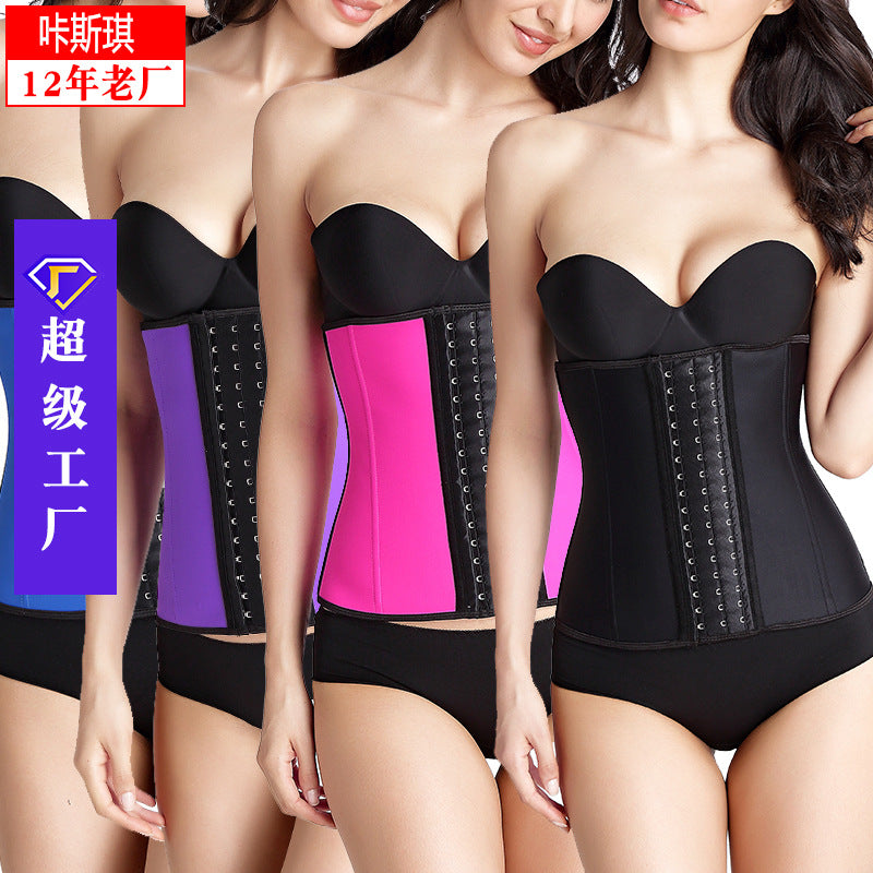 【9 steel bones】european and american latex latex corset waist trainer shapewear tightening sports waist cincher tummy control body shaper for women