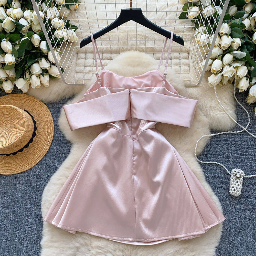 Birthday party dress - 3d butterfly, strapless, off-the-shoulder, spaghetti strap, boned waist, a-line, satin mini dress
