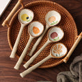 Japanese-style stoneware creative coffee spoon dessert spoon - cute, high-value, long-handled spoon for restaurants and home use - perfect for serving soup and eating