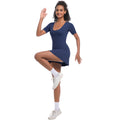 New anti-exposure solid color low-cut tennis jumpsuit - all-in-one activewear for running, fitness, and golf