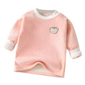 Kidsheattechtops boys and girlsfall and winter bottom shirt baby thickened pajamas children's fleece-linedlong sleeves autumn clothes