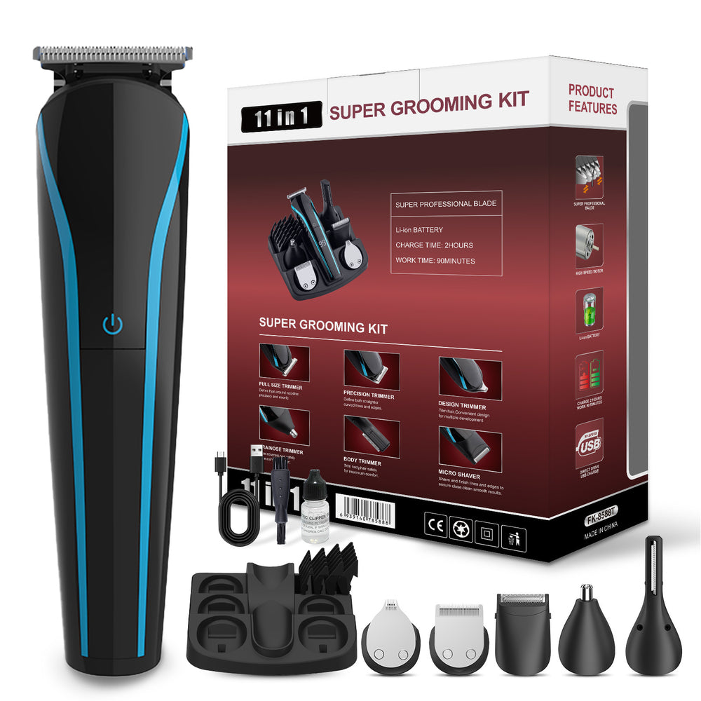 Wholesale household electric smart digital display hair clipper six-in-one set with sideburn trimmer, multi-function hair cutting machine