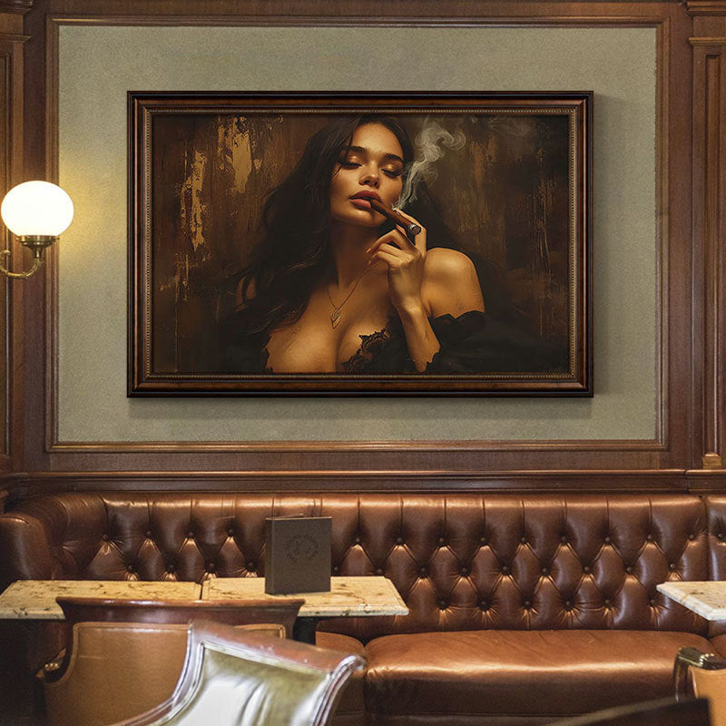 Cigar bar hanging painting American retro beautiful woman bar KTV box wall decoration painting industrial style tobacco and alcohol shop mural