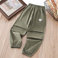 Boys' summer lightweight ice silk pants - quick-dry, mid-to-large size, casual sports trousers with elastic cuffs - mosquito-proof
