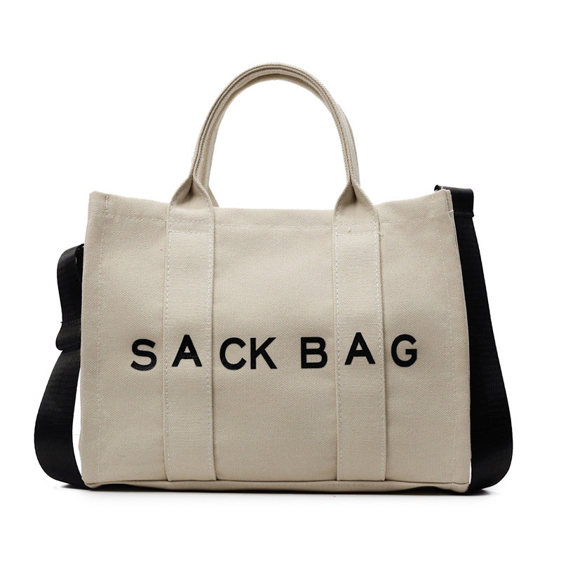 Cross-border women's bags new Korean version simple one-shoulder messenger bag women's letter printed tote bag retro portable canvas bag