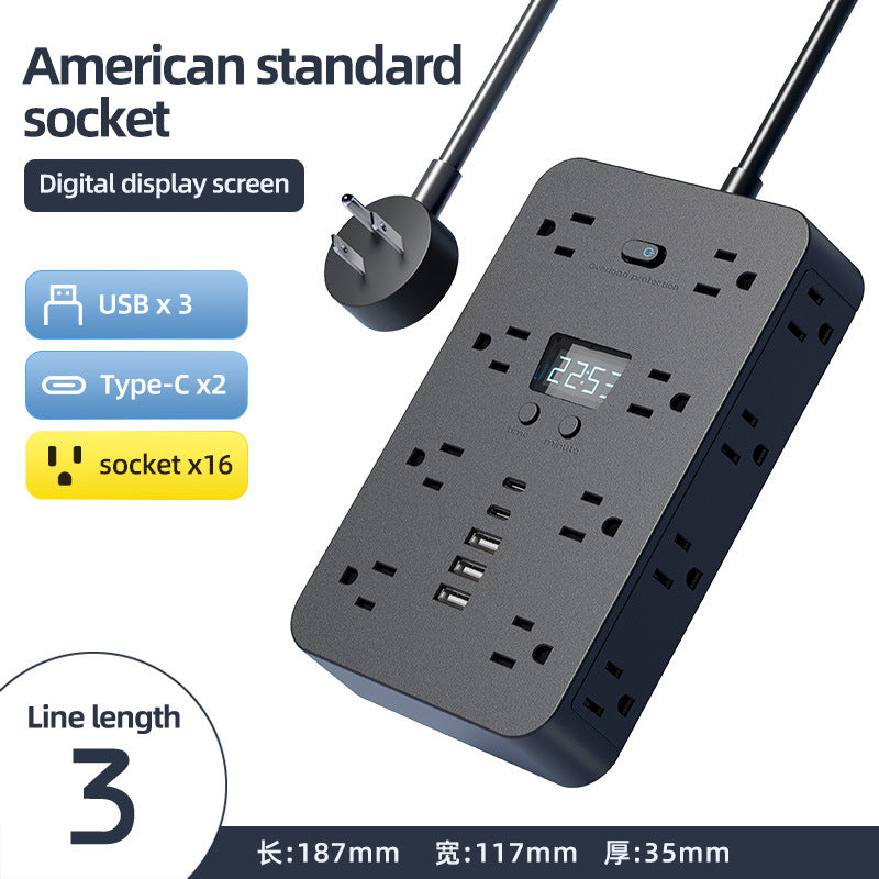 Amazon's new us standard usb multi-hole pd fast charging power strip with bilateral bypass socket strip extension power strip