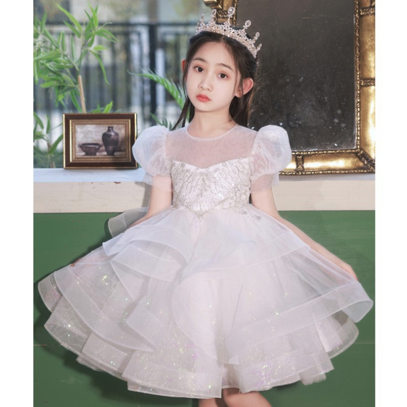 New arrival kidsshort dress new arrival style children's clothing baby girl first birthday mesh tutu skirt girl princess dress evening dress