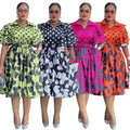 Amazon fashionexport cross-border printed shirt plus size dress women's new a-line skirt africa