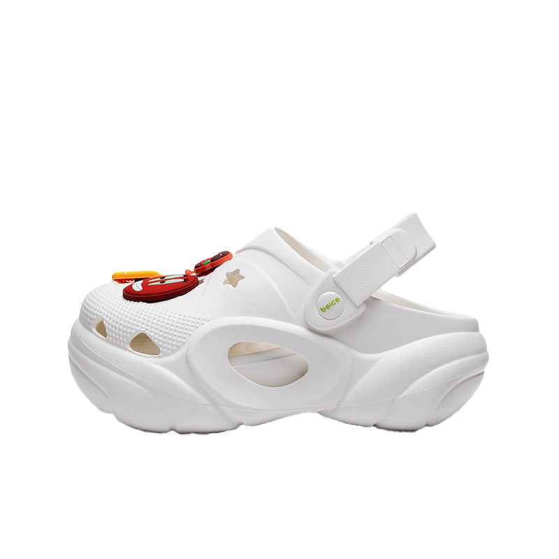 Spongebob squarepants thick sole stomp on shit feeling crocs women's summernew arrivaloutwearnon-slip deodorizing filtertoe heightening beach shoes