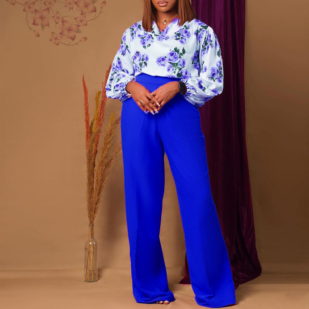 D3235exportplus size women's clothingnew arrivalfashionprinting strappytopsloose pantsoltwo-piece setfashionsuit