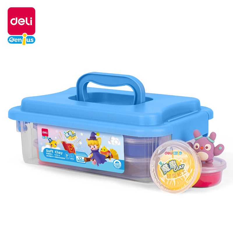 Deli Clay Kindergarten Plasticine 24 Colors Ultra Light Clay Tools Clay Toolbox Set Color Clay Set