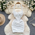Feminine dress  new arrival pure desire sexy halter suspender waist slimming mesh hip covering short skirt