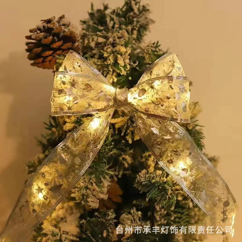 LED Christmas Ribbon Light String, Bouquet Gift Box Christmas Tree Decoration Satin Light Room Bedroom Gypsy Ambient Light