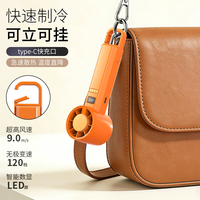Southeast asia's hottest new high-speed handheld fan: portable outdoor mini fan with hook, digital display, and usb charging