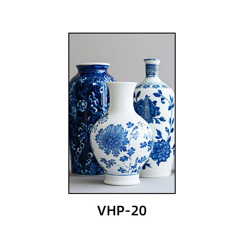Blue and white porcelain decorative painting vase porcelain ceramic new Chinese style living room hanging painting hotel hotel restaurant box Chinese style