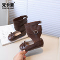 Tk ballet-style leather boots: new  korean edition girls' bow-tie princess shoes, kids' casual versatile ankle boots, trendy style