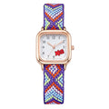 New braided cord square watch - versatile, mori girl style, fresh & cute, high-value, student-friendly, minimalist quartz watch - wholesale