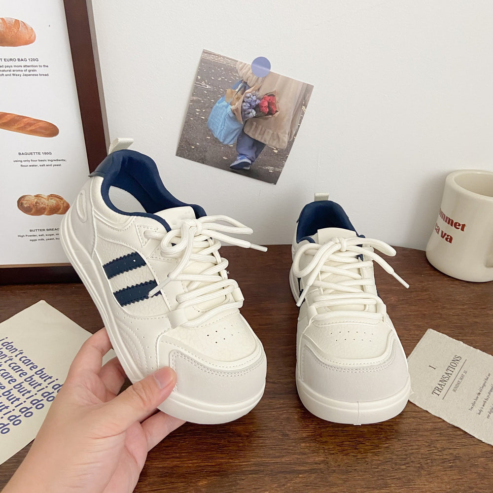 German army trainer platform sneakers - women's versatile white shoes, new chic & niche design for autumn 2025, student style athletic board shoes