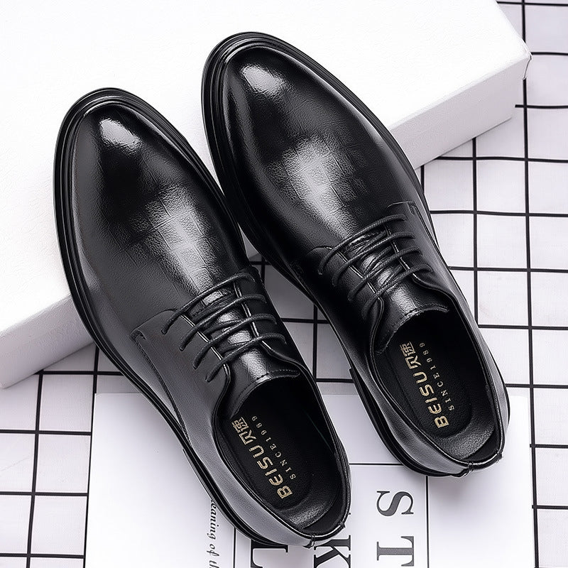 Men's leather dress shoes - spring business casual, british style, soft leather, comfortable sole, groom's wedding suit shoes