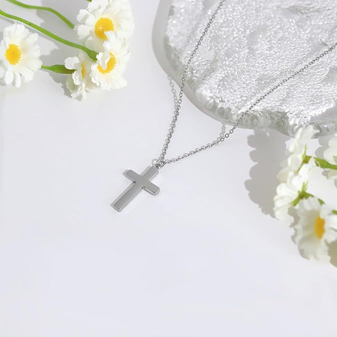 Stainless steel exquisite gold cross necklace - minimalist style gold cross pendant necklace for women and girls - perfect gift