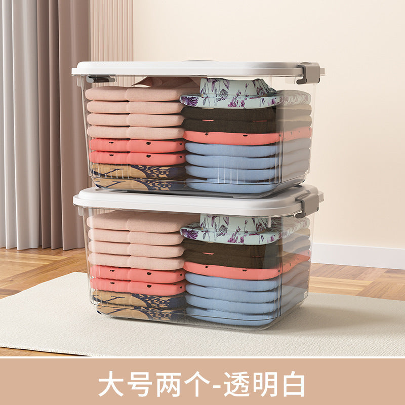 Household acrylic transparent storage box with lid, clothes storage box, household quilt sundries finishing basket wholesale