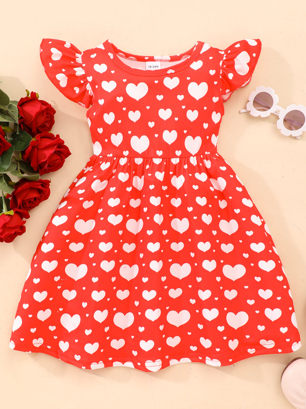 Kids' digital print flutter sleeve a-line dress - clearance sale