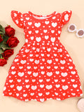 Kids' digital print flutter sleeve a-line dress - clearance sale