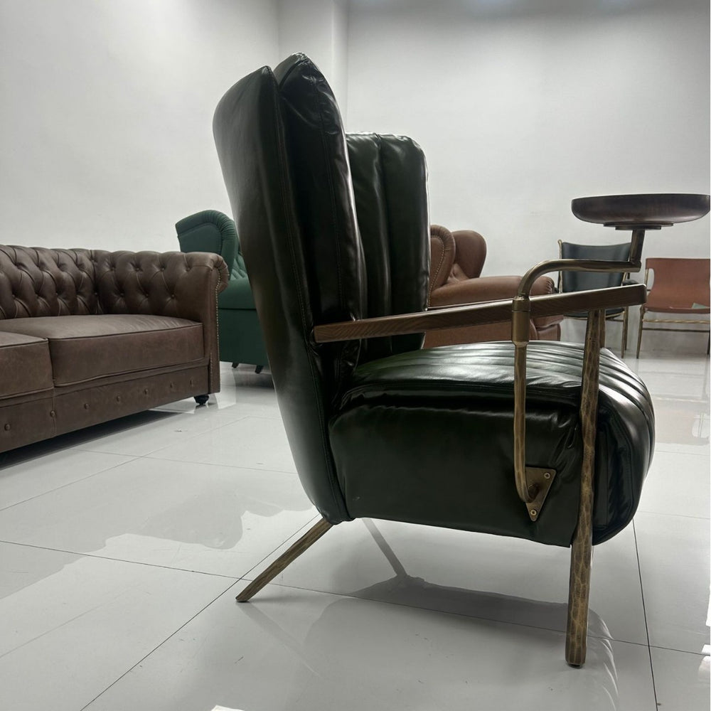 Cigar chair popular cigar chair, not tired after sitting for a long time, coffee chair, solid wood armrests with tray, leather sofa chair, american style