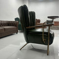 Cigar chair popular cigar chair, not tired after sitting for a long time, coffee chair, solid wood armrests with tray, leather sofa chair, american style