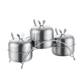 304 stainless steel spice jar set - rotating kitchen condiment organizer for home use - includes sugar, pepper, and seasoning containers