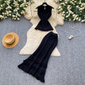 French chic knit tank top & pleated midi skirt set - women's summer slimming & elegant two-piece outfit - high-end style