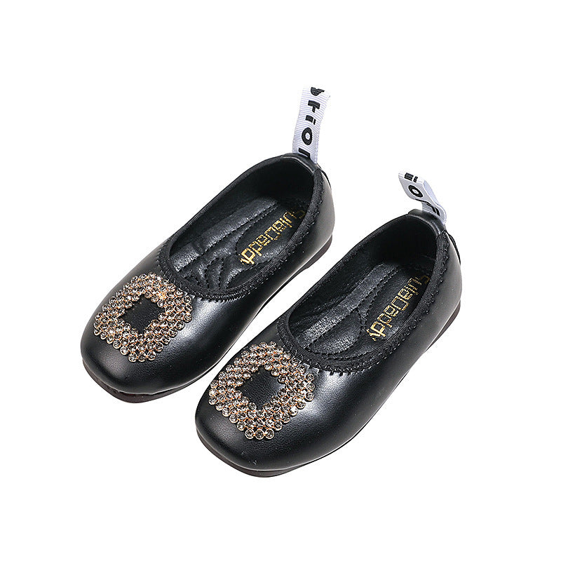 Custom girls' rhinestone flats -  spring/autumn new korean style kids' slip-on princess shoes